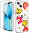GiiKa iPhone 13 Case with Screen Protector, Clear Floral Shockproof Hard Case & TPU Bumper, Colorful Graffiti Design.