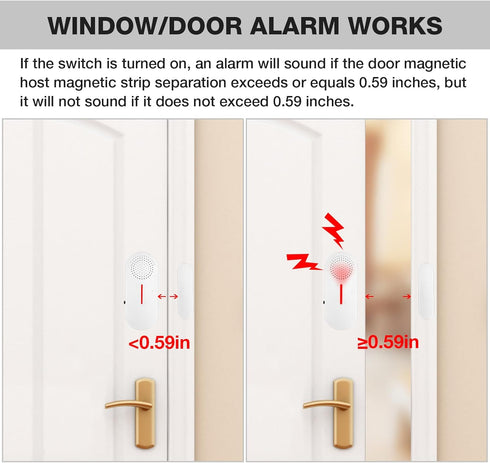 Door Window Alarm, 110DB Wireless Sensor Burglar Alarm for Kids Safety, Window Pool Alarms for Home (2 Pack)