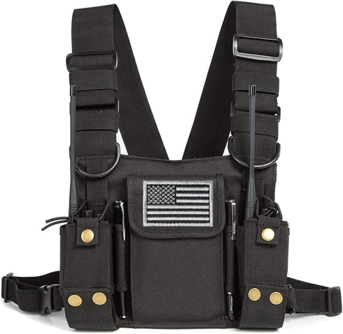 Radio Shoulder Holster Chest Harness Holder Vest Rig | Two Way Radio Chest Front Pack Pouch for Walkie Talkie
