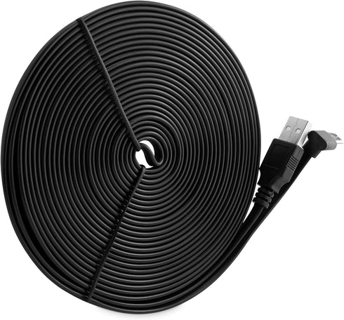 LEFXMOPHY Black Power Cord for WYZE Cam Pan V3 / Cam v3 Pro 2K 90 Degree Right Angle L-Shape Connector 20ft Micro USB Right Angle Flat Extension Charging Cable by LEFXMOPHY