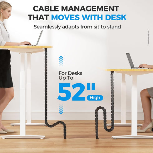 Cinati 52 Inch 2 Vertebrae Cable Management, Black Under Desk Vertebrae Cable Management Kit, Adjustable Length Wire