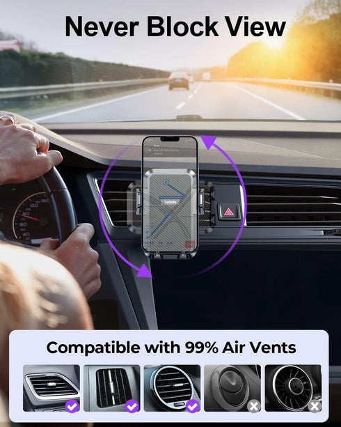 Car Phone Holder, Thick Cases Friendly Mount, Hands-Free Phone Holder for iPhone and Samsung Smartphones