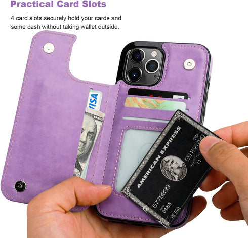 Vaburs iPhone 12 Pro Max Case Wallet with Card Holder - Embossed Butterfly Pattern PU Leather Cover