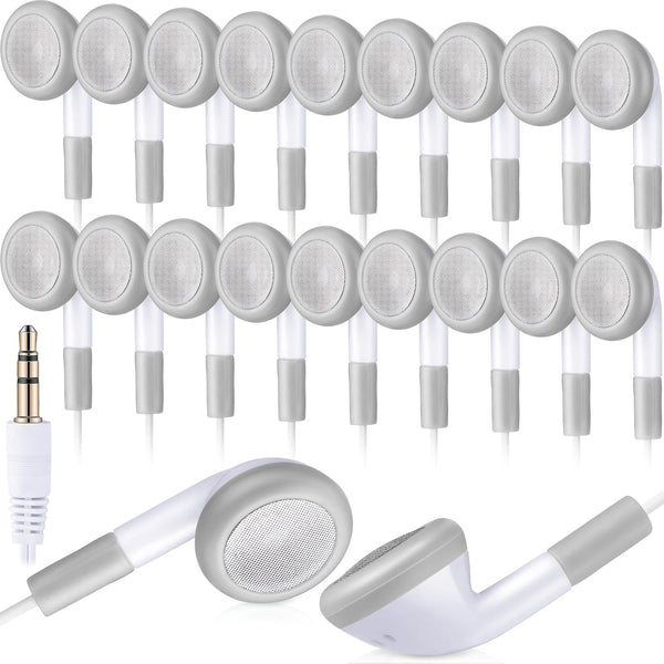 Kanayu 100 Pack Bulk Earbuds, Kids Classroom Ear Buds, School Earphones, Individually Bagged, White
