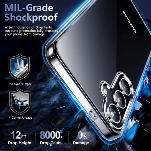 Red2Fire Ultra Slim Clear Case for Samsung Galaxy S24, Shockproof, Lightweight + 2Pcs Tempered Glass & Camera