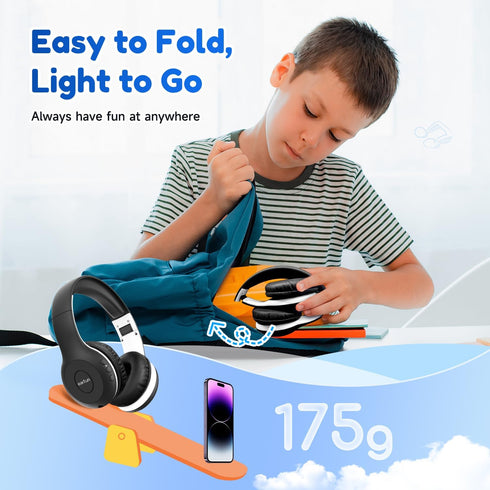 EarFun K2 Kids Bluetooth Headphones with Volume Limiting, 40H Playtime, Bluetooth 5.4, Mic, Foldable Over-Ear Design