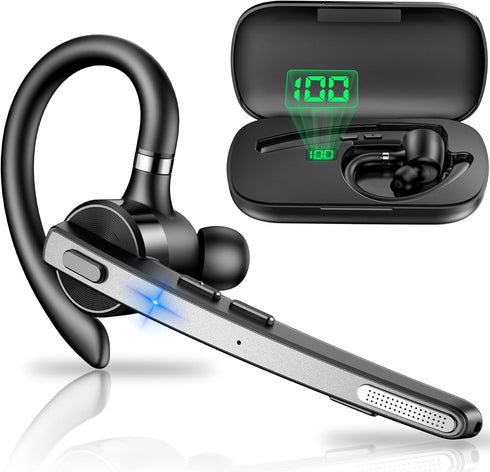 New bee Bluetooth Headset - Wireless Earpiece with 500mah Charging Case, 60H Playtime, V5.1 Dual Mic