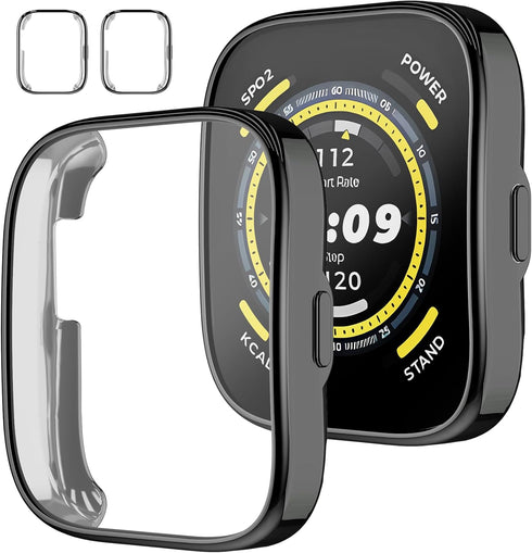 Screen Protector Case for Amazfit Bip 5, 2-Pack Soft TPU Flexible Protective Cover (Black)
