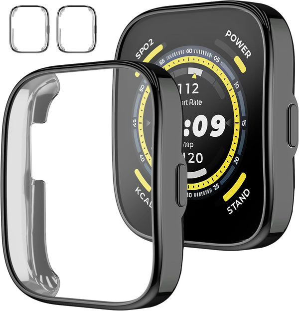 Screen Protector Case for Amazfit Bip 5, 2-Pack Soft TPU Flexible Protective Cover (Black)