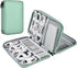 Leather Cord Organizer Travel Bag, Waterproof Portable Tech Organizer for Charger Electronic Accessories (Light Green,