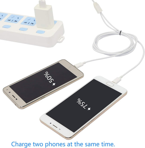 CERRXIAN 3Ft USB 2.0 Type A Male to 2 Micro USB Male Splitter Y Data Charge Connector Adapter Cable (White)