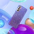 ULAK Clear Glitter Case for Samsung Galaxy S21 5G, Sparkly Soft TPU Bumper Bling Cover for Women Girls - Blue+Purple