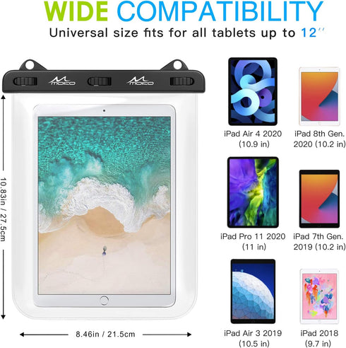 MoKo Waterproof Tablet Case, Dry Bag Compatible with iPad 10th, Mini 6/5/4/3, Air 5/4, Pro 11 2022, Galaxy Tab S6/S7,