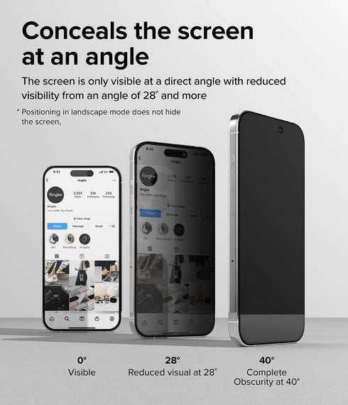Ringke Privacy Glass for iPhone 15 Pro - Anti-spy Tempered Glass Screen Protector, Easy Install, Case Friendly,