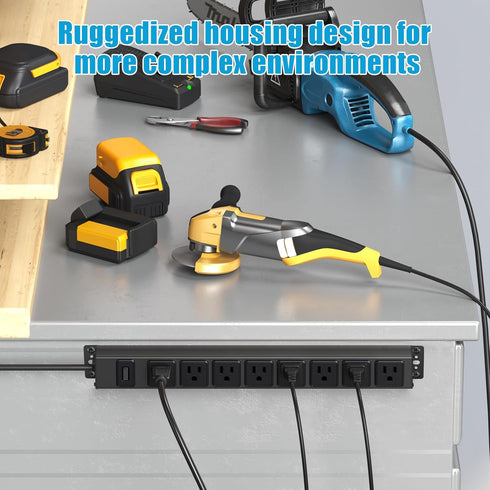 HHSOET 8 10FT Magnetic Mount Power Strip, Outlet Mountable Socket, Metal Heavy Duty Surge Protector, Gaming Table