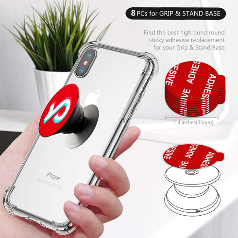 PKYAA 8 Pack Sticky Adhesive Compatible with Socket Base, Double-Sided Replacement Tape for Collapsible Grip & Stand Back, 4pcs Sticker Pads for Car Magnetic Phone Holder by PKYAA