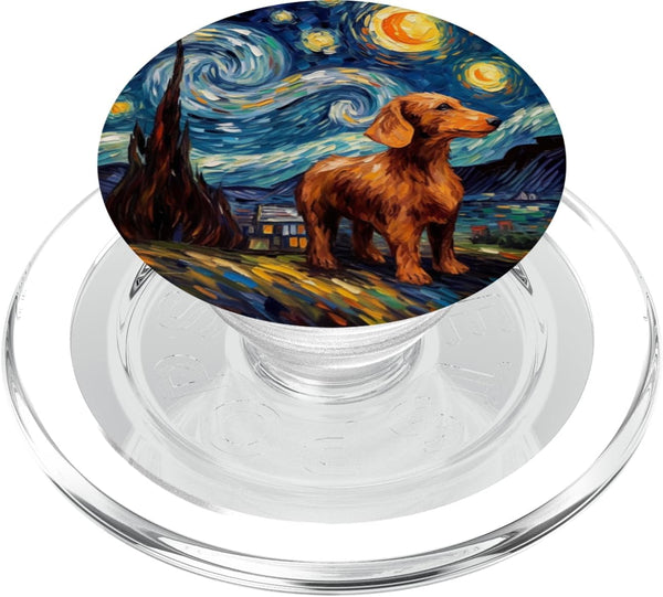 PopSockets MagSafe PopGrip for iPhone - Dachshund Dog Starry Night Van Gogh