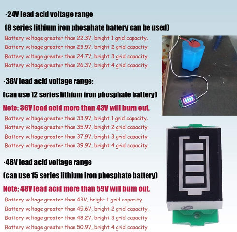 3S 12.6V Lithium Battery Capacity Indicator Module, LCD Display Electric Vehicle Battery Power Tester, Li-ion 2Pcs