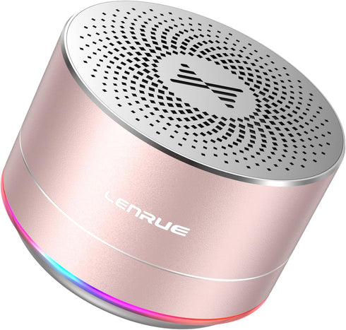 LENRUE A2 Portable Wireless Bluetooth Speaker with Lights and Lanyard, 5W Mini Metal Speakers for iPhone Android Home