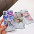 Qokey Compatible iPhone 11 Case, Floral Clear Flower Design with 360 Rotating Ring Stand, Brown Flower