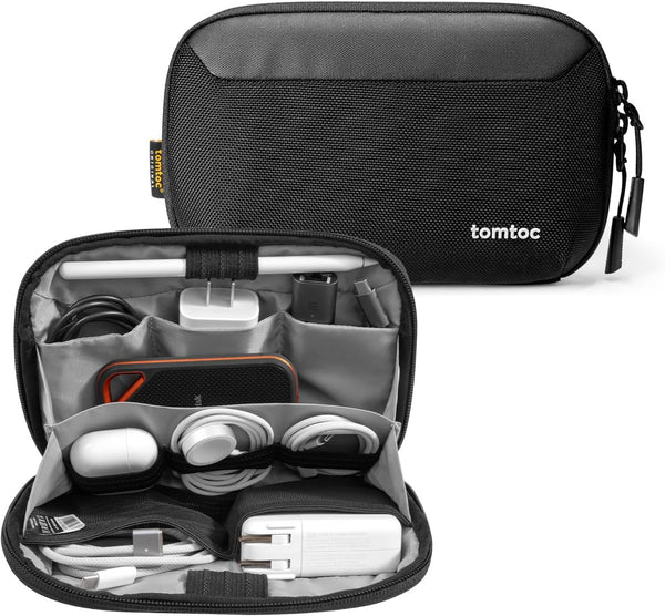 tomtoc Travel Cable Organizer Pouch, Portable Waterproof Electronics Accessories Carry Case for Charger, Cables, USB