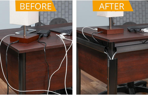 Simple Cord J Channel Cable Management Set of 5, Cord Hider and Wire Organizer Kit for Desk, Office, Kitchen (Black)