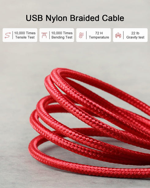 USB A to USB C Cable 3.3ft + 6.6ft (Red), 10Gbps Data Transfer and 60W 3A Fast Charging Cable for Samsung Galaxy S22