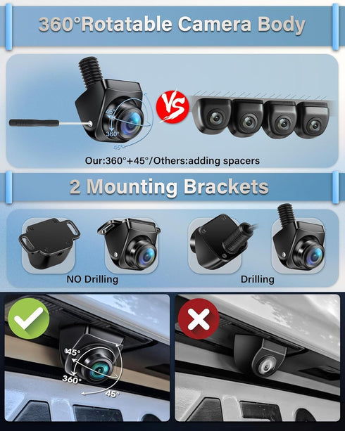 Jansite 1080P/720P/CVBS/PAL, 170 IP69 Backup Camera Switchable Button Support AHD Wide Angle, Super Clear Night Vision