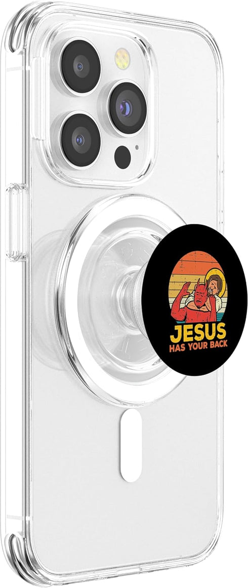 Jesus Has Your Back PopSockets MagSafe PopGrip for iPhone - Jiu Jitsu Retro Christian