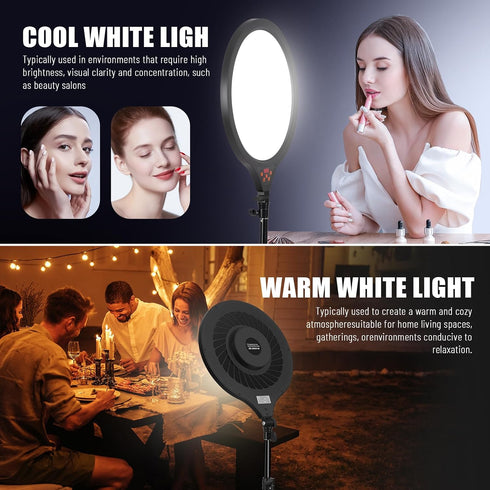 GSYXERGILES 14" Ring Light with Stand, Professional Ring Light Tripod for iPhone, Adjustable Height for Video Recording