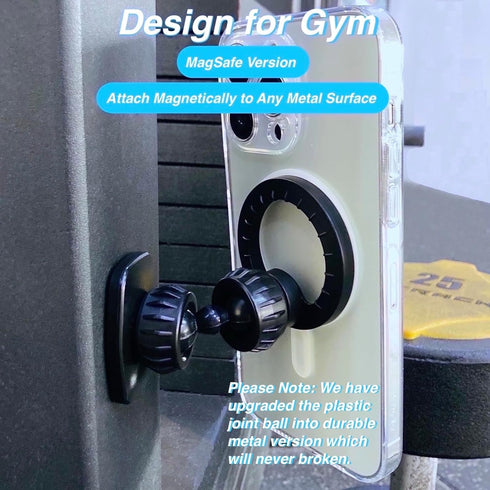 Gym Magnetic Phone Holder Mount for MagSafe, Dual Magnetic Phone Holder for Gym Attach to Metal Surface, Gym Phone Holder Compatible with iPhone 15 14 13 12 Pro Plus Max MagSafe Case