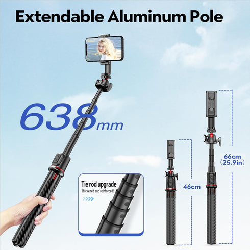 Fotopro 360 Flexible Phone Tripod, Mini Camera Tripod with Wireless Remote Phone Holder, Rotation Extendable Phone