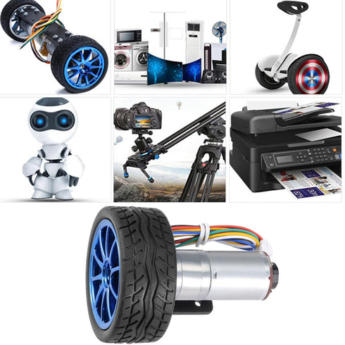 6V 65mm Toy(100RPM) DC DIY Encoder Gear Motor with Mounting Bracket Wheel Kit Micro Speed Reduction Motor Mini Motor