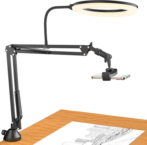 TONOR Overhead Ring Light Kit, 10" Ringlight with Heavy Duty Boom Arm and Phone Holder
