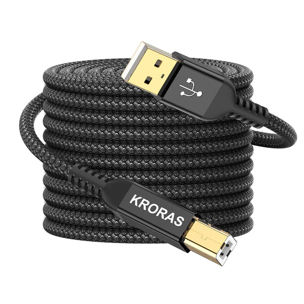 KRORAS USB 2.0 Printer Cable 30 feet,USB Type A Male to B Male