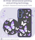 Shop Samsung A15 5G Case with Tempered Glass Protector, Military Grade Slim TPU & Hard PC, Purple Butterfly Design.