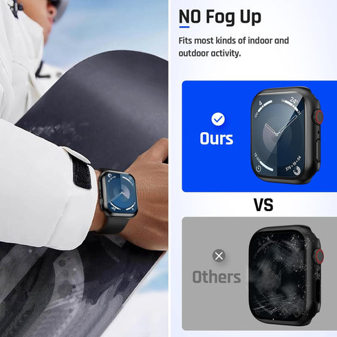Goton Waterproof Case for Apple Watch Screen Protector 45mm Series 7 8 9, Tempered Glass Face Cover for iWatch
