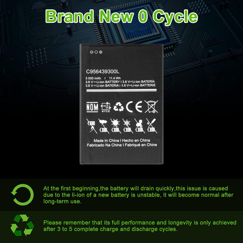 WUHAO Replacement Battery C956439300L - Upgraded 3000mAh Battery for BLU Studio Mega 2019 S0510UU