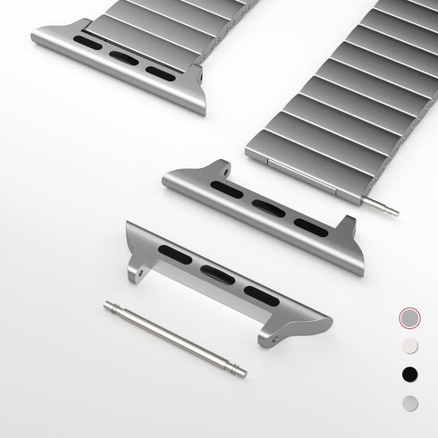 Watch Band Connector Spring Bar Watch Strap Connector Adapter Titanium & Stainless Steel Watch Band Adapter Replaceable Metal Connection Adapter with Replacement Tool, Metal Connectors for Apple Watch Band Ultra 2 Ultra (49mm), Titanium Color