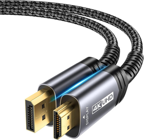 JSAUX 4K DisplayPort to HDMI Cable Adapter 2-Pack, 10FT, Nylon Braided for Dell, Monitor, Projector
