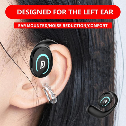 Open Ear Bluetooth 5.3 Headphones,Single Wireless Earbuds with Earhooks,Noise-Cancellation Stereo Sound 36 Hours Playtime Sports Earpiece for Running Workout(Black)