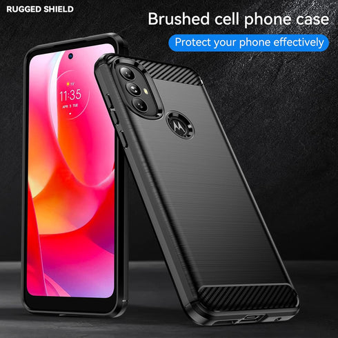 Fashion Flexible TPU Bumper Case for Moto G Power 2022 with HD Screen Protector (Black)