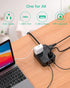 Extension Cord 10 FT - Flat Plug Power Strip Surge Protector with 8 Outlets and 4 USB Ports, Indoor Home Office