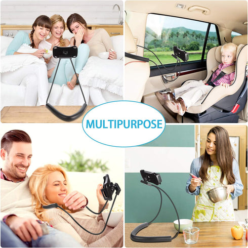 YUNLEJP Lazy Neck Phone Holder,Cell Phone Stand for Bed Around Neck,Hand Free Flexible Tablet Holder for Bed (Spring