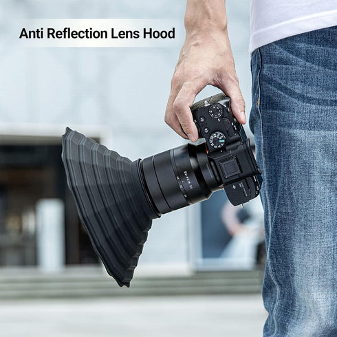 Silicone Lens Hood, Anti Reflection Lens Hood for Diameter 53-72mm Lens, Foldable Reversible Shade for Canon, Nikon,
