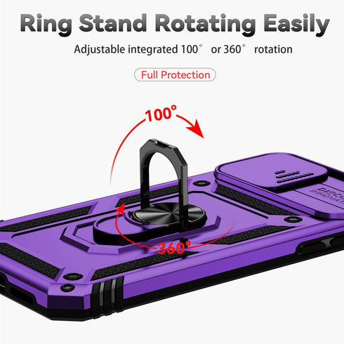 SunStory iPhone 11 Case (Purple) - Military-Grade, HD Screen Protector, Slide Camera Cover & Kickstand.