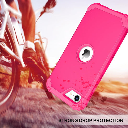BENTOBEN iPhone SE 2022/2020 Case, Heavy Duty 3-in-1 Rugged Shockproof Cover, Hot Pink for Girls & Boys.