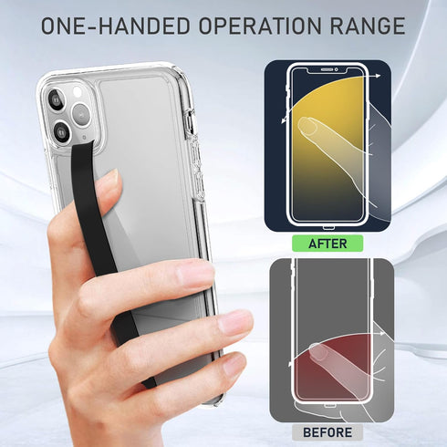 UKON Silicone Phone Grip, 2 PCS Reusable Finger Holder with Three Short Silicone Strips for 4.5"-7.5" Phone Case