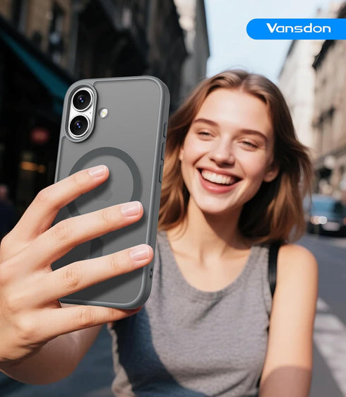 Vansdon 17 1 for iPhone Case, Compatible with MagSafe, Magnetic Translucent Matte Slim Protective Cover with Screen