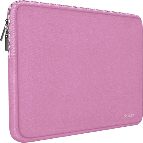 Naukay 15.6 Inch Laptop Sleeve, Resistant Neoprene Notebook Computer Pocket Case, Pink